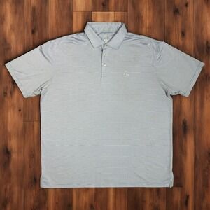 Rhoback Polo Shirt‎ Mens XXL Blue White Stripe Performance Stretch Short Sleeve